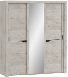 Шкаф трехдверный Соренто с раздвижными дверями Дуб бонифаций/Кофе структурный матовый в Кошурниково - koshurnikovo.mebel54.com | фото