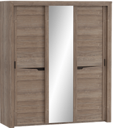 Шкаф трехдверный Соренто с раздвижными дверями Дуб стирлинг/Кофе структурный матовый в Кошурниково - koshurnikovo.mebel54.com | фото