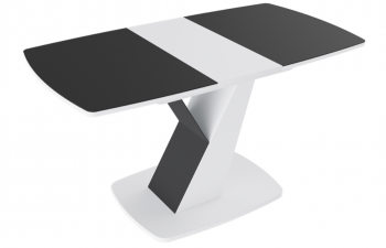 Стол обеденный «Гарда» Тип 1 (Белый/Стекло матовое черный графит) в Кошурниково - koshurnikovo.mebel54.com | фото