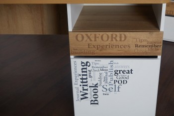 Стол с ящиками «Оксфорд» (Ривьера/Белый с рисунком) в Кошурниково - koshurnikovo.mebel54.com | фото